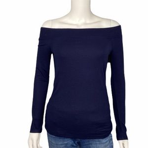 Goldray Faezen Blue Ribbed Off Shoulder Top - Size L
